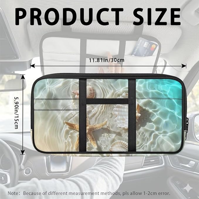 Cute Starfish Car Sun Visor Organizer with Card Holder Sun Visor Organizer Fashion Car Interior Accessories Easy to Store Universal for Cars SUV