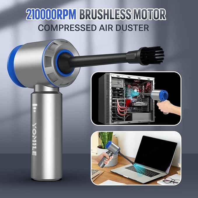 Mini Vacuum Cleaner, 2 in 1 27000PA Brushless Car Vacuum &250000RPM Air Duster 9000mAh Battery Air Blower Wireless Handheld V