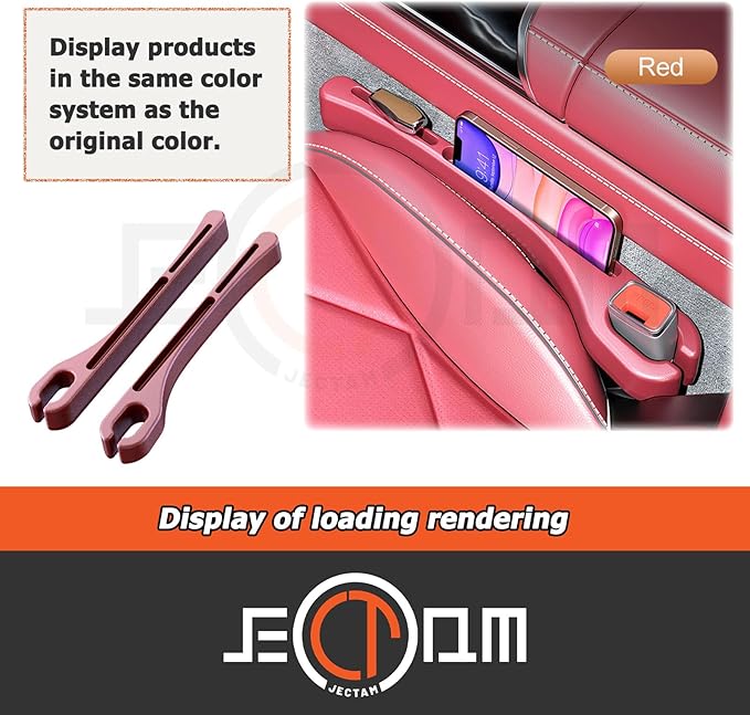 Car Seat Gap Filler, Leather Car Gap Filler Universal Fit for Most Cars and Trucks, Fill The Gap Between Seat and Consoles, Prevents Things from Falling Out, Pack of 2 PCS (Red)