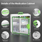 Glosen Medicine Cabinet with Key Wall Mounted Medication Lock Box 【 Green 15x 6.7 x 13 Inch】 Portable Storage Container Big C