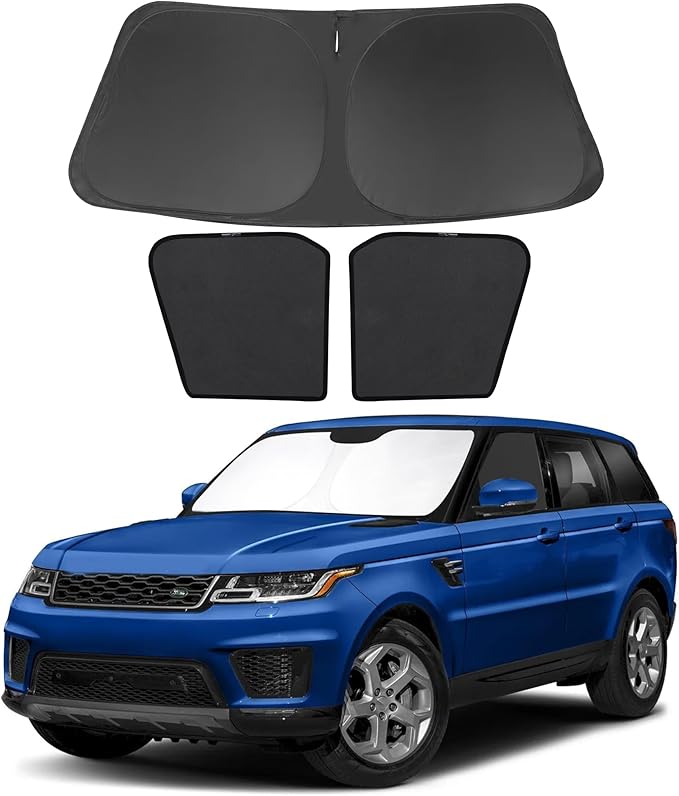 3PCS Car Window Shades Front Windshield Sun Shade Foldable Window Shade Custom Fit for 2014-2019 La-nd Ro-ver Range Rover Sport Car Shades for Front Windows Anti-UV Rays Block Heat