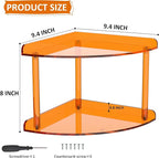 Sezanrpt 2 Tier Acrylic Corner Shelf Organizer Storage 9.5x9.5x8 Inch, Orange Countertop Corner Shelf for Bathroom, Kitchen, 