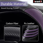 Iwantit® Steering Wheel Covers with Leather and Anti-Slip Rubber Ring, Universal Fit 14.5-15 inches for Cars,SUV (Purple/Blac