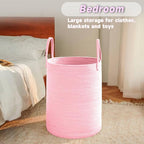 JMvicyroam Large Woven Laundry Basket Hamper,80L Cotton Rope Storage Bin for Blankets,Toys and Clothes,Decorative Tall Nurser