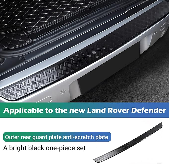 Rear Bumper Guard for Land Rover Defender 2020-2025 | Gloss Black ABS Protection Cover | Anti-Scratch & Impact Strip for Defender 90 110 130 | Easy Installation Exterior Trim(Rear Bumper Cover)