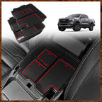 Muslogy Center Console Organizer Compatible with Ford Ranger 2024 2025 2026 & Raptor Accessories Two-Layer Storage Box Insert Tray Secondary Storage Divider Armrest Tray ABS Material Glove Box (Red)