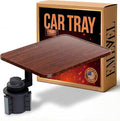 360° Rotating Wood Car Tray – Drive Thru Tray & Cup Holder Car Desk, Car Table Tray for Eating, Work & Travel – Adjustable Laptop Stand for Car – Portable Car Table for Vehicles & RV