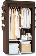 Portable Closet for Hanging Clothes, Portable Wardrobe Closet with Cover, 4 Storage Shelves, 2 Hanging Rods and 8 Side Pocket
