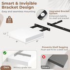 8 Inch Square Floating Shelves for Wall 3 Pack, 8"D Wood Grain Bathroom Shelves with Invisible Brackets, Easy Install Enginee