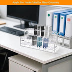 96-Slots Pen Display Stand,2-Tier Acrylic Pen Holder for Craft Shows,12mm Beadable Pens Stand Paint Brush Holder Pencil Organ
