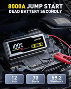 AUXITO Jump Starter 8000A Portable Car Battery Jump Starter with Large LCD Display Jump Cable with Smart Clamps Power Bank