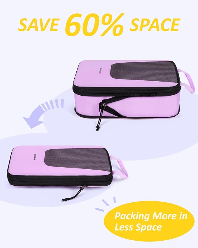 BAGSMART Compression Packing Cubes for Travel, 6/5/4set Lightweight Packing Organizers, Summer Travel Essentials Suitcase Org