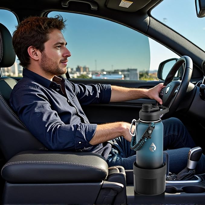 RAYMYLO Car Cup Holder Expander with Adjustable Base, Cup Holder Insert for Car Compatible with Most 32/40 Oz Water Bottles 1