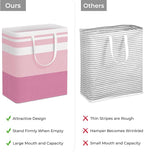 HomeHacks 2 Pack Large Laundry Baskets, Waterproof, Freestanding Laundry Hampers, Collapsible Clothes Hamper with Reinforced 