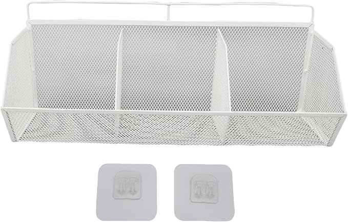 Metal Wire Basket, 3 Grids Wall Hanging Baskets, Wall Mount Slanted Opening Storage Organizer for Kitchen Bathroom Laundry Ro