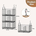Sonyabecca 3-Tier Extra Large Closet Hanging Organizer with Dividers, Clothes Hanging Shelves with 2 Hanging Hooks & 5 S-Hook