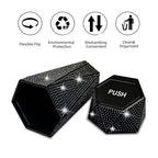 NBTEPEM Bling Car Trash Can with Lid, Bling Car Accessories Trash Bin, Leakproof Auto Garbage Can with 30 Trash Bags, Multipurpose Organizers and Storage for Home, Office (Black Diamond)