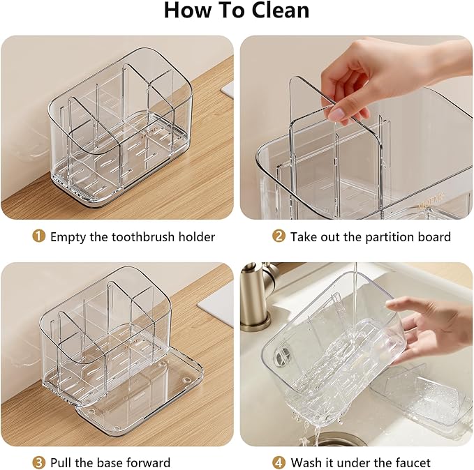 Toothbrush Holders for Bathroom Countertop Organizer, 5 Slots Large Capacity Electric Toothbrush Holder Wall-Mount for Space 