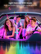 Car RGB LED Lights, Smart 48 LED Car Interior Light with APP Control, Under Dash Car Strip Lights, Music Mode, DIY Mode, 2 Lines Design Light with Charger, Ambient Lighting for Cars SUVs Trucks