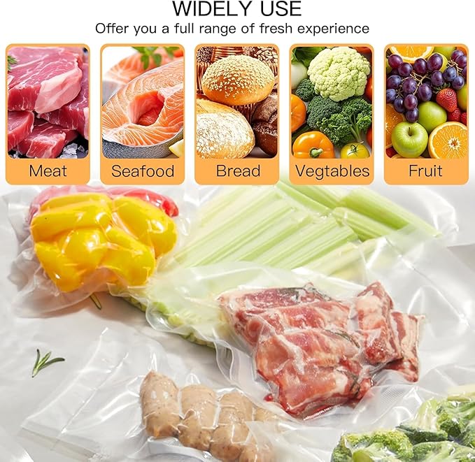 MEGAWISE 11"x14" Vacuum Sealer Bags, 25 Count Pre-Cut Food Storage Bags, BPA-Free, Heavy-Duty Textured Design for Strong Seal