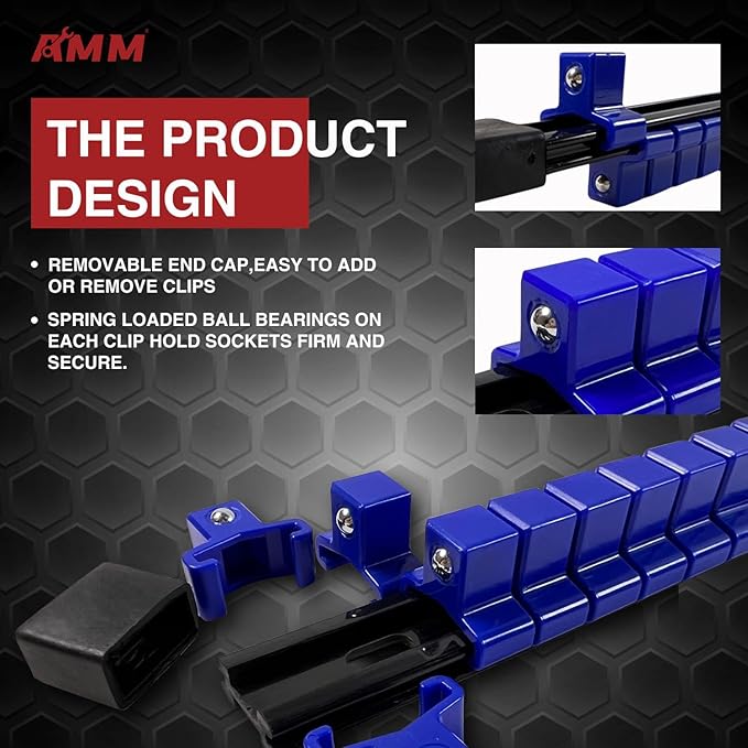 AMM 9-Piece Socket Organizer, 1/2 inch, 3/8 inch and 1/4 inch Drive ABS Tools-Blue Socket Holder,Heavy Duty Socket Racks, Pre