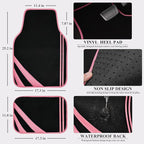 CAR PASS Car Seat Covers Full Set for Women Girls with Waterproof Car Floor Mats,Anti-Slip Leather Steering Wheel Cover,Unive