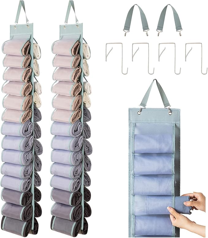 DHSFKBE Legging Organizer Storage - 2PCS T Shirt Organizer, Hanging Closet Organizers and Storage with 26 Roll Independent Co