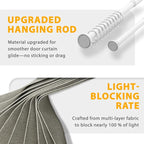 Jilron Accordion Door Curtain Set - 100% Blackout, with Curtain Rod Included, for Bedroom Privacy Protection (Grey-43 W x 78"