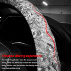 Wood Grain Steering Wheel Cover - Comfortable Grip, Artistic Design, Easy to Install, Universal Fit for Cars, Trucks, Vans & SUVs (White)