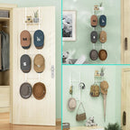 HapiRm Over Door Hat Rack - Wall Mounted Hat Holder with 6 Hooks and Metal Basket Design, Baseball Cap Organizer Storage Up t