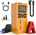 Jump Starter with Air Compressor, Battery Jumper Starter Portable(9.0 Gas/6.5L Diesel) with Tire Inflator, 12V Car Battery Jump Starter with Smart Jumper Cables, LED Light, LCD Display