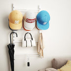 SWTYMIKI Over Door Hat Organizer - 3 Tier Metal Adjustable Wall Mounted Hat Rack with 9 Hooks Design, Hanging Baseball Cap Or