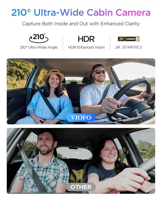 VIOFO A329S 4K 3 Channel Dash Cam, 4K Front + 2K Cabin Fisheye (210°) + 2K Rear, Power Saving Parking Mode, Wi-Fi 6 App Contr