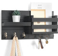 Lwenki Mail Organizer for Wall Mount – Key Holder with Shelf Includes Letter Holder and Hooks for Coats, Dog Leashes – Rustic