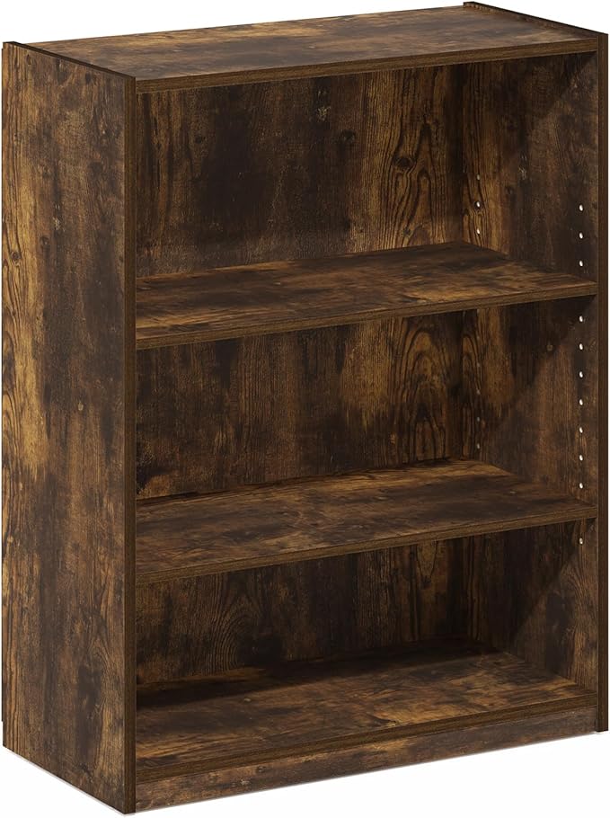 Furinno GEHRY Book Shelf, 3-Tier Bookshelf, Bookcase with Adjustable Shelves, 11.6 x 24.8 x 31.6, for Living Room, Bedroom, H