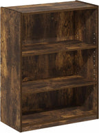 Furinno GEHRY Book Shelf, 3-Tier Bookshelf, Bookcase with Adjustable Shelves, 11.6 x 24.8 x 31.6, for Living Room, Bedroom, H