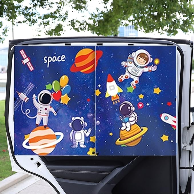 Car Sun Shade for Baby - EOHMAK Car Side Window Sun Shade Cover Upgrade Double Opening Car Interior Curtain Sun Blocker Blind (Dark Blue Space, 1 Pack)