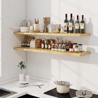 Dreamland 55" Floating Shelves for Wall, 12" Deep Slim Oak Floating Shelves, Wall-Mounted Shelves for Bedroom, Living Room, K