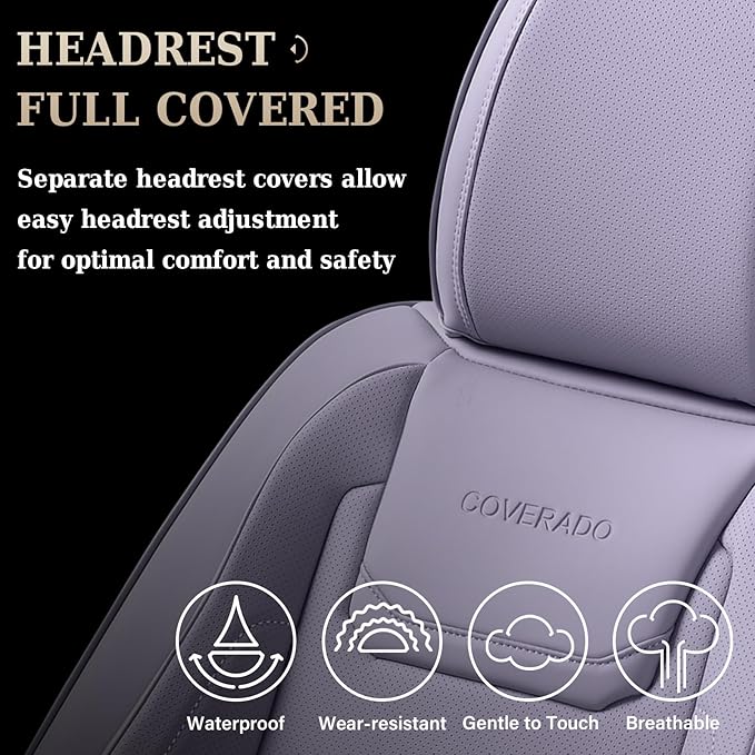 Coverado Car Seat Covers, Front Covers for Cars, Car Seat Cover Front Seats, Car Seat Protector Waterproof, Leather Car Seat 