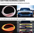 Car Hood Light Strip,White 94.5 Inches Dynamic Car LED Strip Lights,Turn Signal Lamp,Waterproof IP66 DRL Compatible with Chevy Silverado 1500 2500 GMC Sierra 1500 2500 Dodge Ram 1500 2500