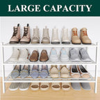Smiry Long Bamboo Shoe Rack 3-Tier, Stackable Wooden Shoe Organizer for Entryway & Closet, Free Standing Wood Shoe Storage Sh