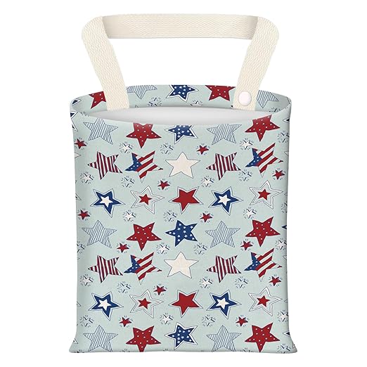Car Garbage Can, Seat Back Hanging Cute Car Trash Can Bag, Car Organizer and Storage Bag for Travelling, Outdoor Cute Blue American Stars Stripes