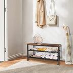 3-Tier Metal Shoe Rack with Wood Top - Durable & Space-Saving Shoe Organizer,Industrial Shoe Organizer Shelf Bench Storagefor