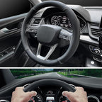 LKWLIKEI Nappa Premium Leather car Steering Wheel Cover, Non-Slip, Breathable, Universal 15 inches (red Blue line)