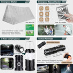 Survival Kit, 262Pcs Survival Gear and Supplies with First Aid Kit Pouch and Crossbody Bag, Emergency Kit with Tent, Camping 