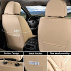 Coverado Car Seat Covers Full Set, Premium Nappa Leather Seat Covers for Car, Waterproof Car Seat Protector with Lumbar Suppo