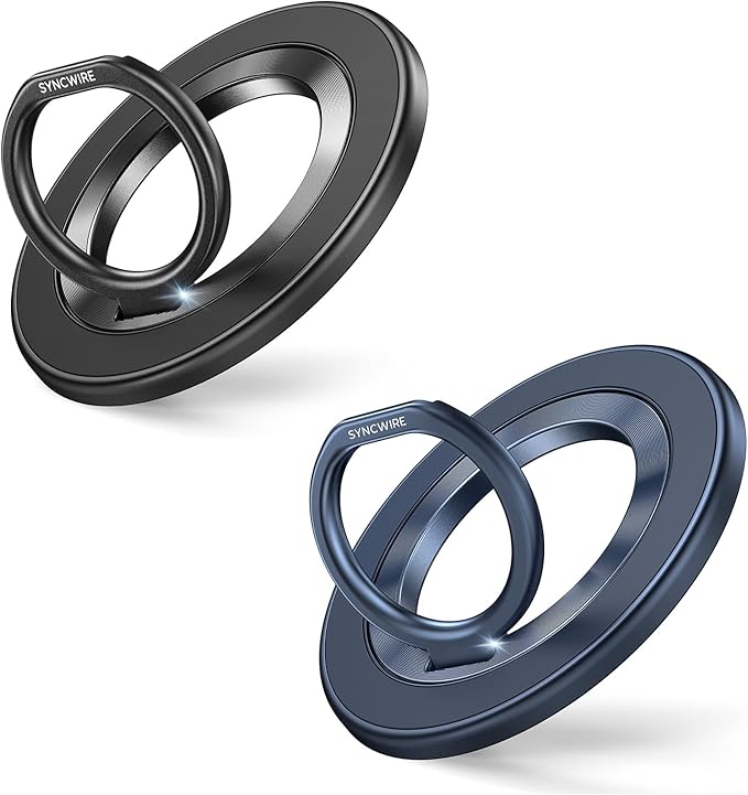 SYNCWIRE Magnetic Phone Ring Holder for MagSafe [2 Pack] - Magnet Cell Phone Grip Stand Finger Ring Kickstand Two-Sided Magnetic Compatible with iPhone 17 Pro Max 16 15 14 13 12 MagSafe Accessories