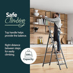 WOA WOA 6 Step Ladder for 12 Feet High Ceiling, Lightweight Foldable Ladder with Non-Slip Wide Pedals, Stepladder with Safe H