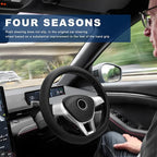 Car Steering Wheel Cover, Leather D-Shaped Steering Wheel Sleeve with Anti-Slip Lining, Breathable Flat Bottom Car Wheel Prot