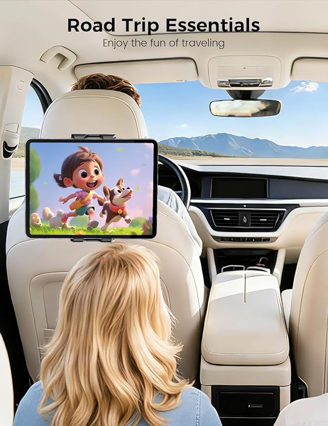 OHLPRO Headrest Tablet Holder for Car Back Seat iPad Car Mount with 360° Adjustable Arm, Road Trip Essentials for Kids or Adults Accessories–Fits for 5"-13" Tablets iPad Galaxy Tab Fire HD+ Switch